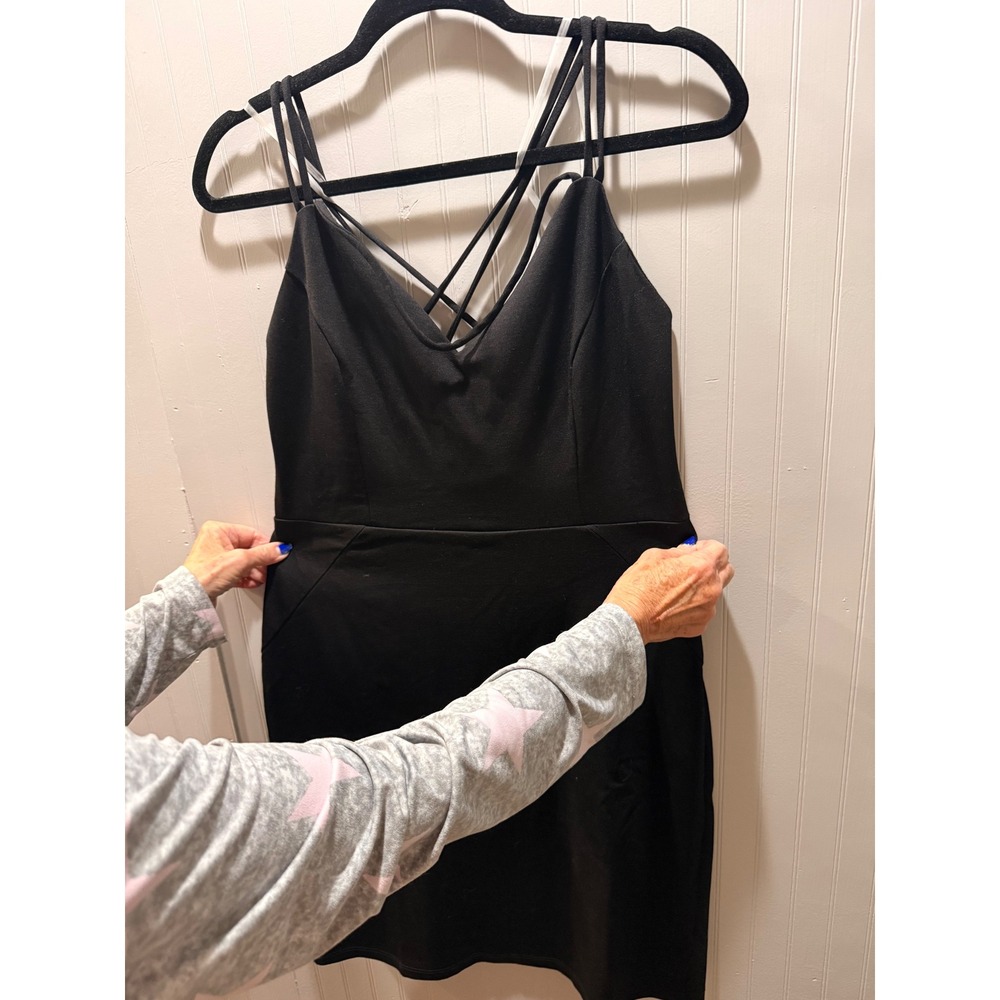 Black Strappy V-Neck Bodycon Mini Dress Open Back Cocktail Party Dress